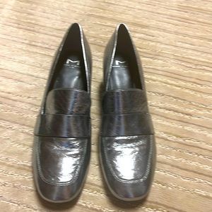 Marc Fisher silver heeled loafers